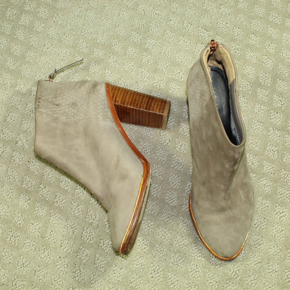 Ted Baker of London Size 6.5 / 37 Taupe Brown Heel Zip 3" Heeled Ankle Boots